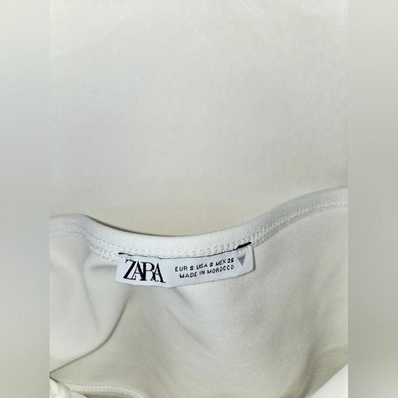 Zara White Ruffle Peplum Crop Bandeau Top - Picture 4 of 5